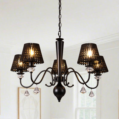 Lustre en cristal 5 lumières à intensité variable classique / traditionnel