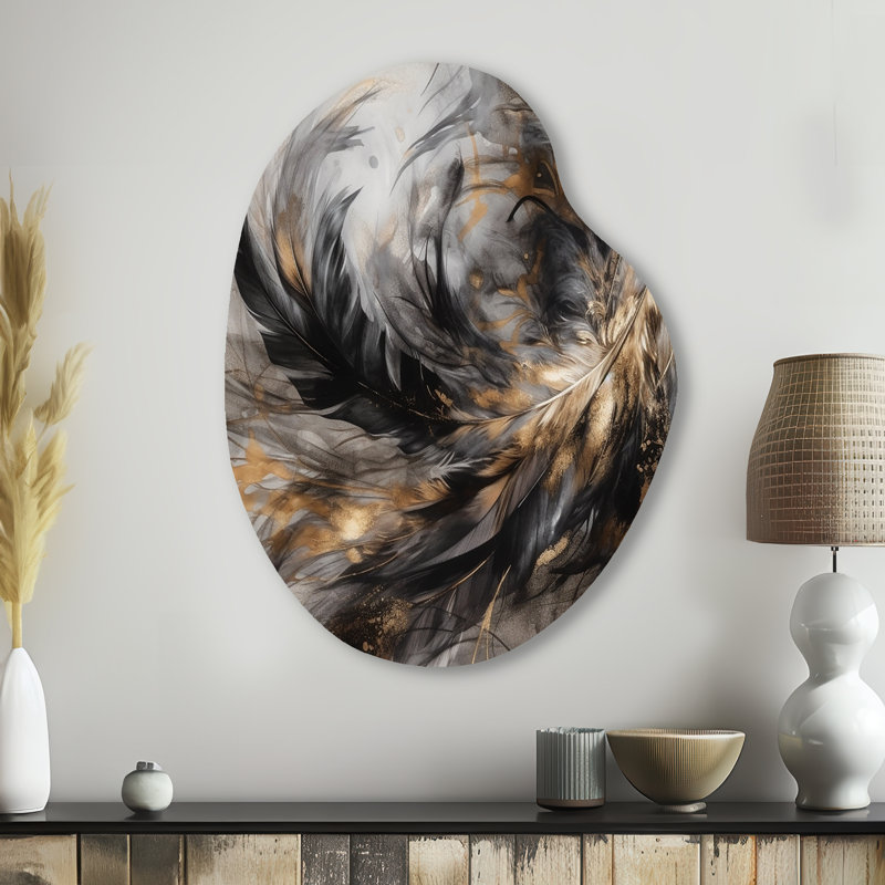 Étienne - décoration murale boho plume poire irrégulière en métal, H 38 po x l 28 po x P 1 po