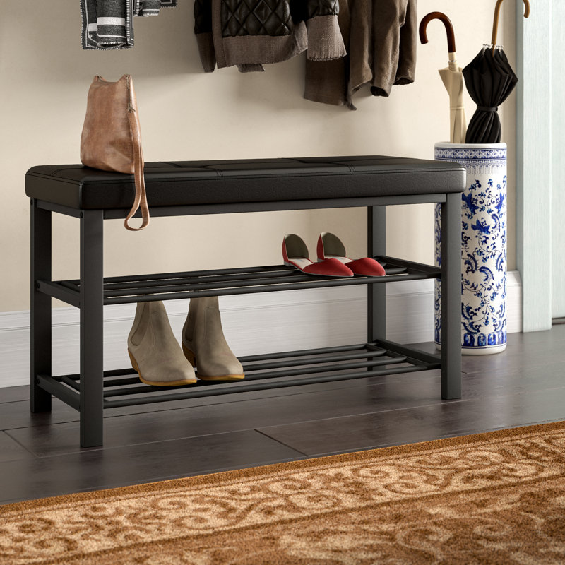 Kolten Fabric Upholstered Storage Bench, Black