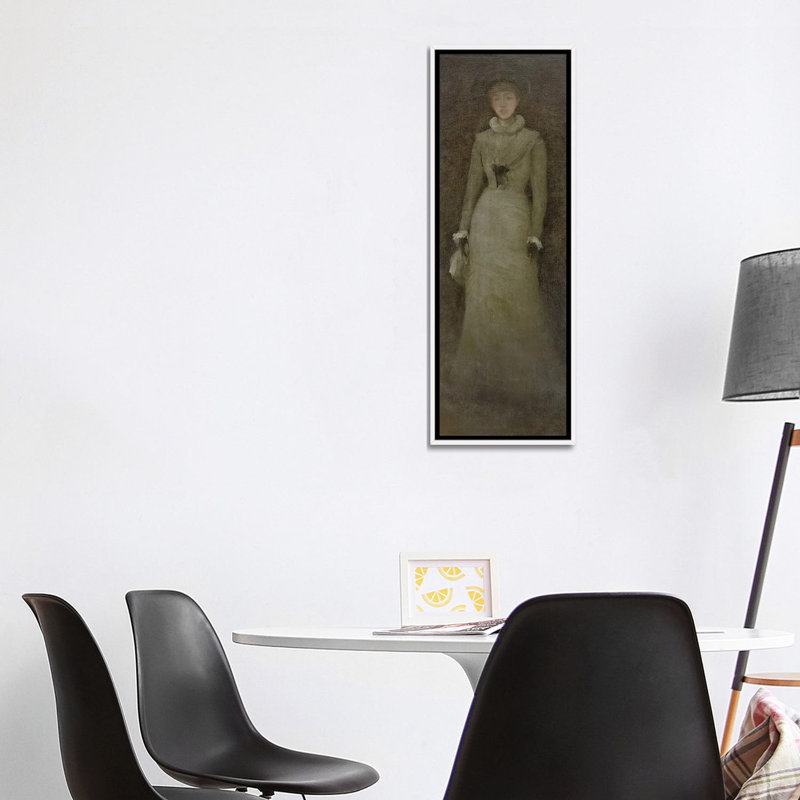 Portrait de Miss Florence Leyland - reproduction d'art sur toile - toile encadrée, 48 po x 16 po, Toile avec cadre, Blanc