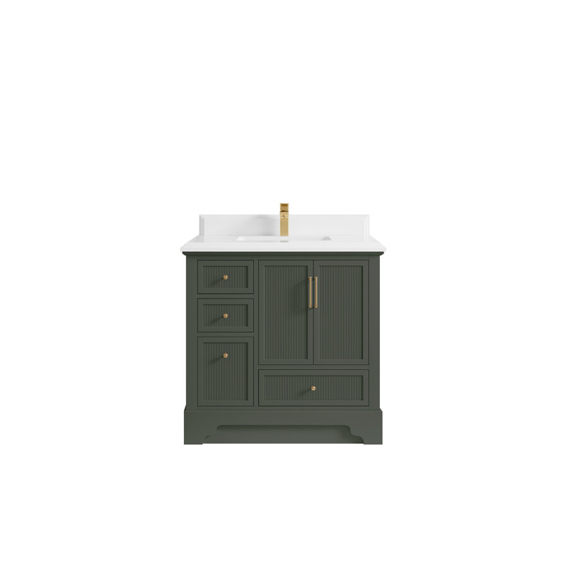 Alys 36 " W Free Standing Wall Mounted 1 Single Vanity Bathroom Vanity With Quartz Top