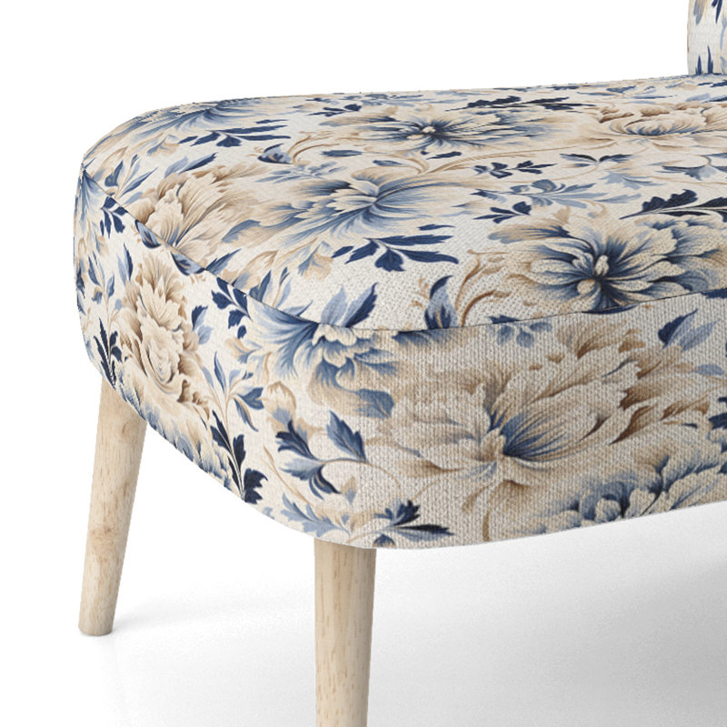 Chaise d'appoint Petal Symphony Blue Damask Harmony - rembourrée bohème et éclectique