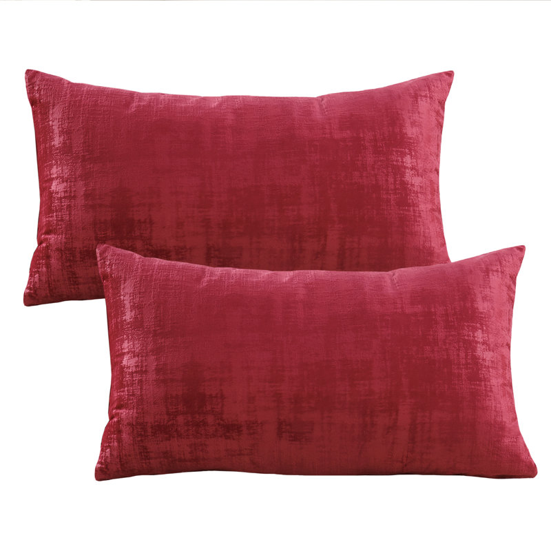 Textured Velvet Pillow Cover, Tango Red