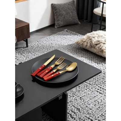 20-Piece Stainless Steel Cutlery Set With Rosewood Handle, Japanese Steak Knife And Forks Spoons For Western Dining And Gift