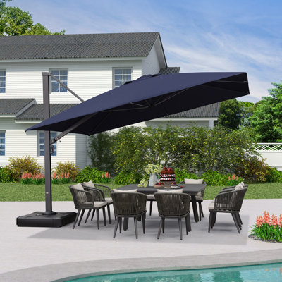 365cm Cantilever Parasol with Crank Lift , Counter Weights Included