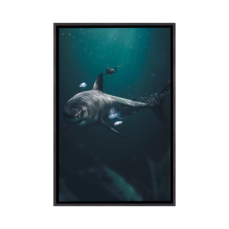 The Megalodon par Zenja Gammer - impression d'art graphique, H 26 po x l 18 po x 1,5 po, Aucun mat