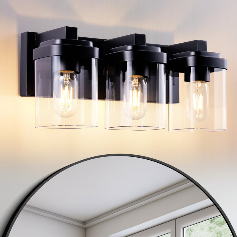 3 murs modernes avec verre noir mat et transparent, convenant au miroir de salle de bain, H 6,71 po x l 6,81 po x P 15,93 po
