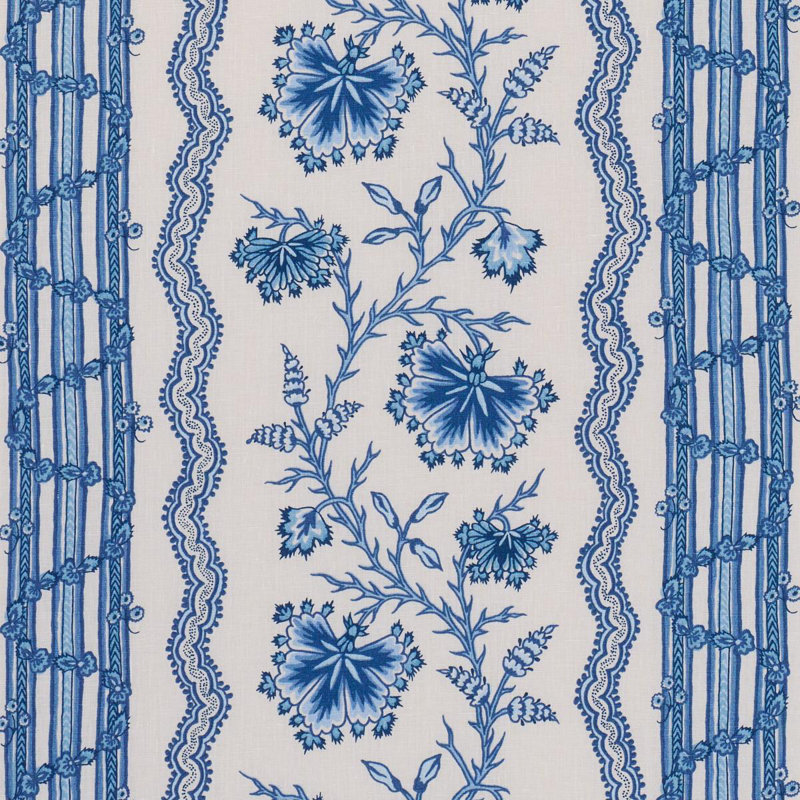 Tissu à rayures florales Parvati, Bleu