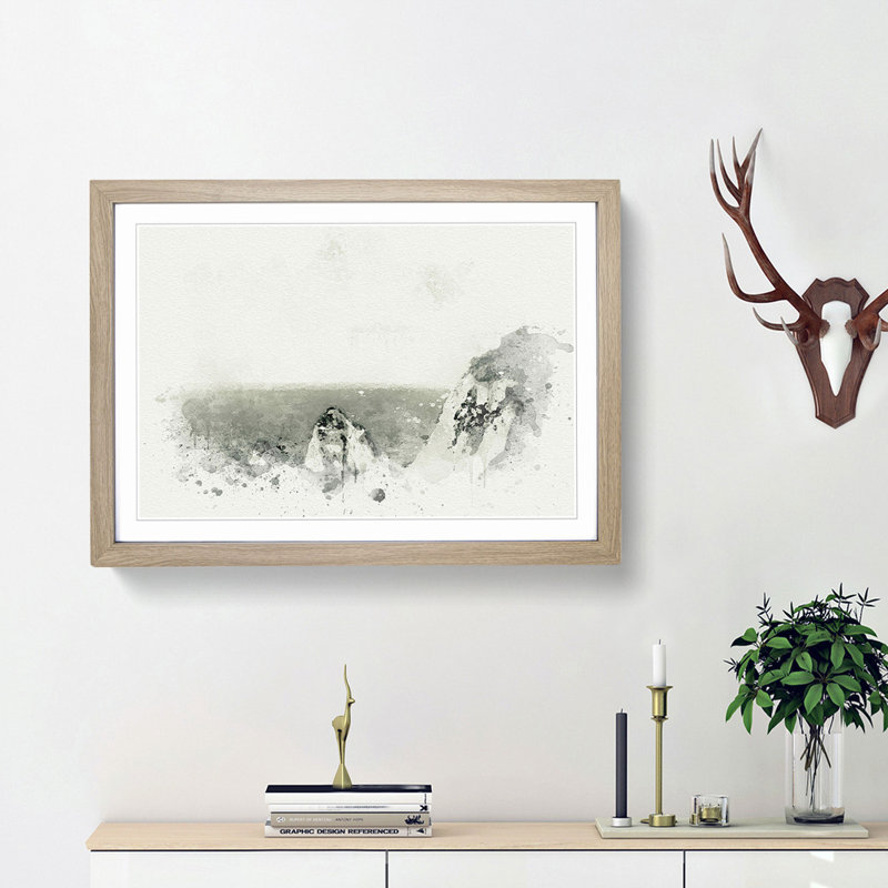 Coastline in Zante Greece in Abstract - Picture Frame Graphic Art Print, Oak Framed, 36cm H x 48cm W x 2cm D