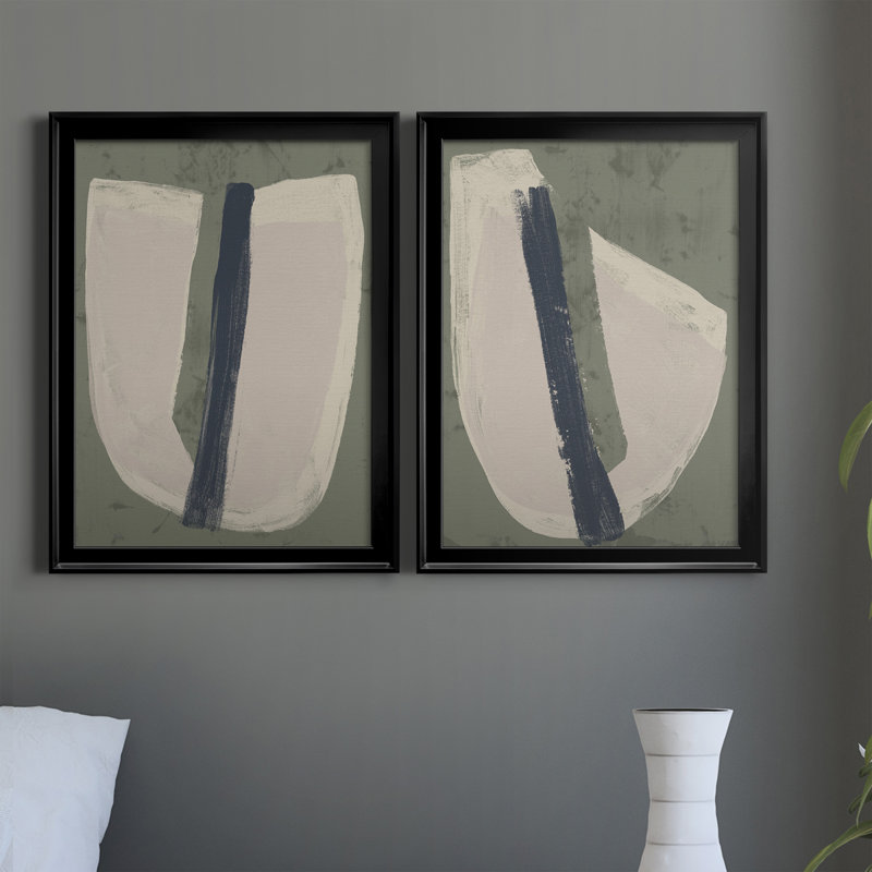 «Paper Slice III», ensemble de 2 peintures sur toile encadrées, Noir, H 30,5 po x l 22,5 po x P 1 po
