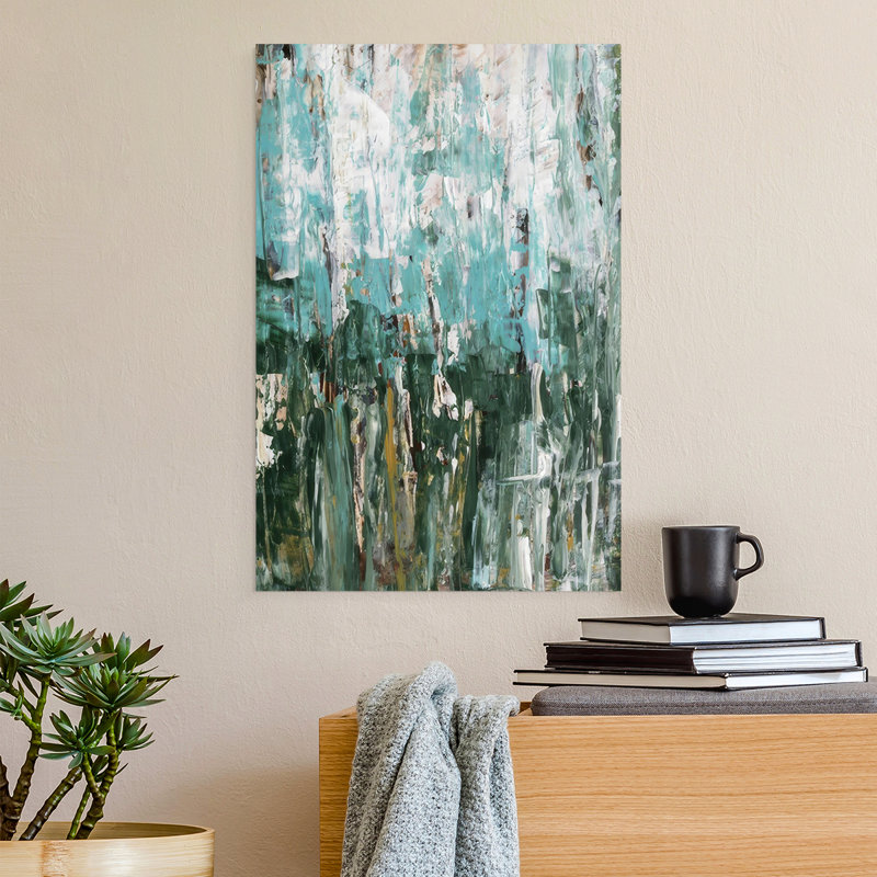 «Abstract Turquoise Forest II», impression sur toile seulement - non encadrée, H 12 po x l 8 po