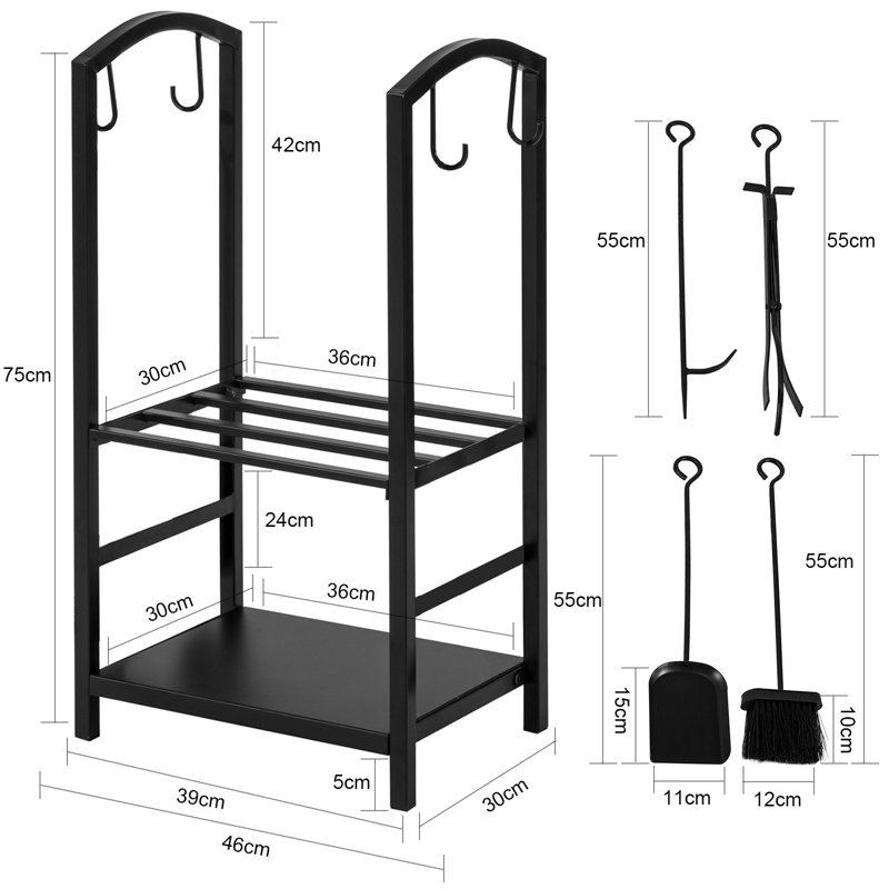 Caegan 46cm W Metal Log Rack