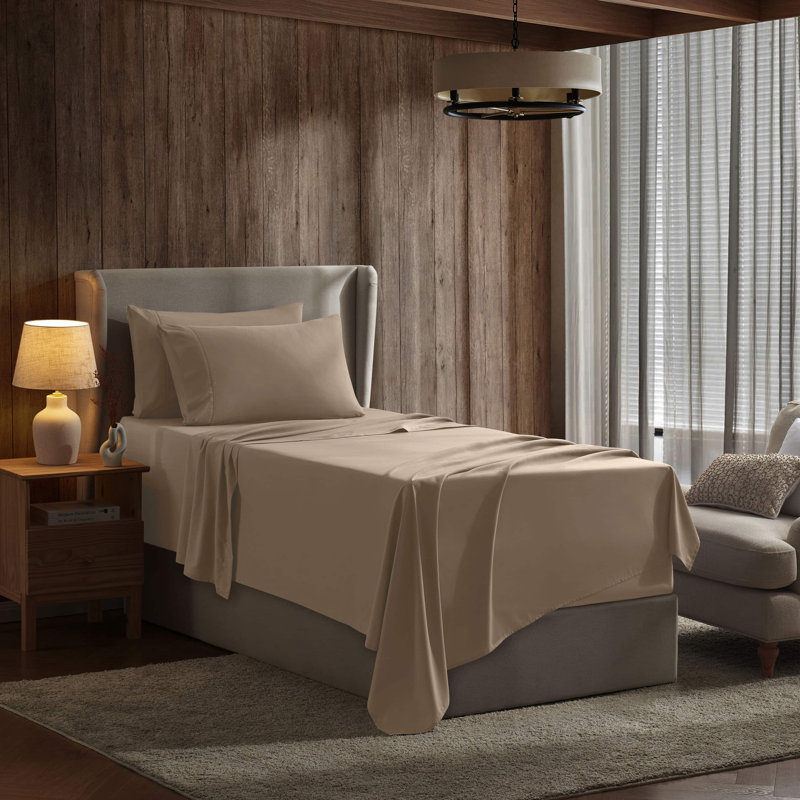Ensemble de draps en microfibre Hotel Luxury, Taupe, Simple TG