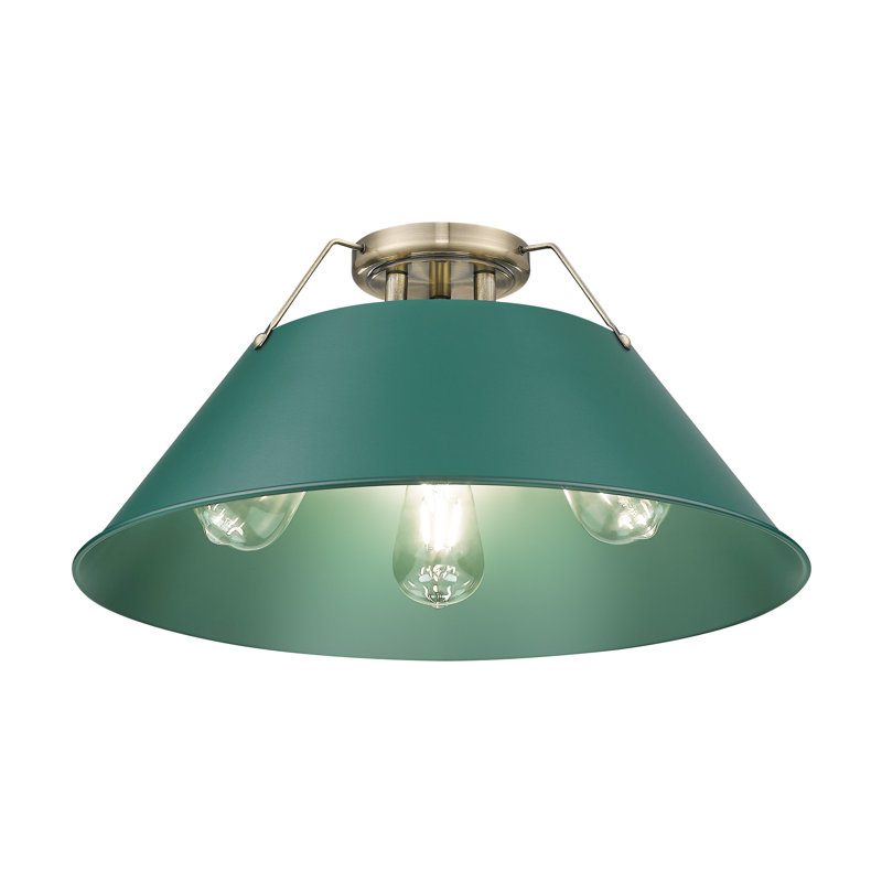 Weatherford Flush Mount, Aged Brass, Green
