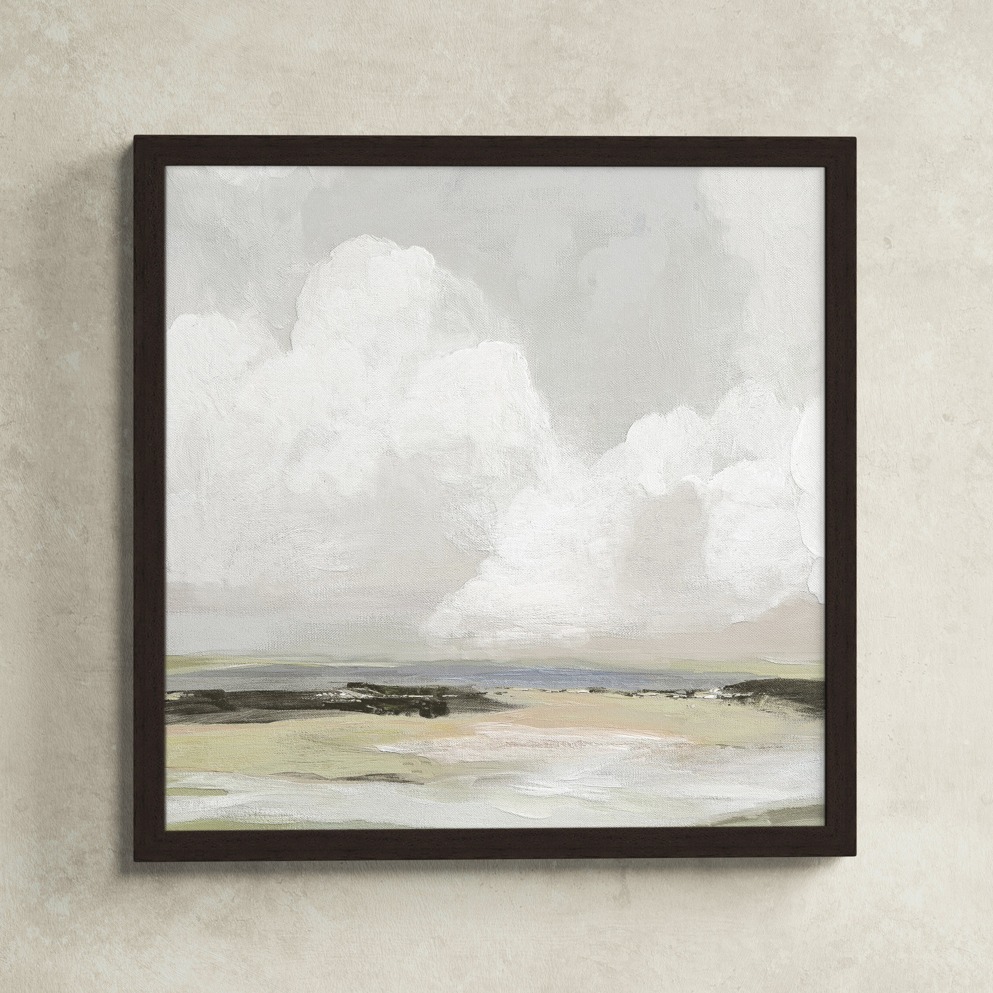 Soft Clouds - Picture Frame Painting Print, Walnut Framed, 28.5" H x 28.5" W x 1.12" D
