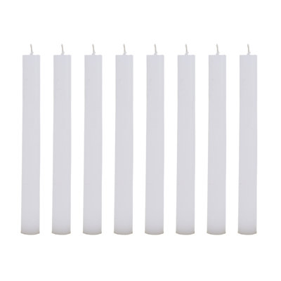 Ensemble de 8 chandelles effilées à la main blanc mat 8 pièces