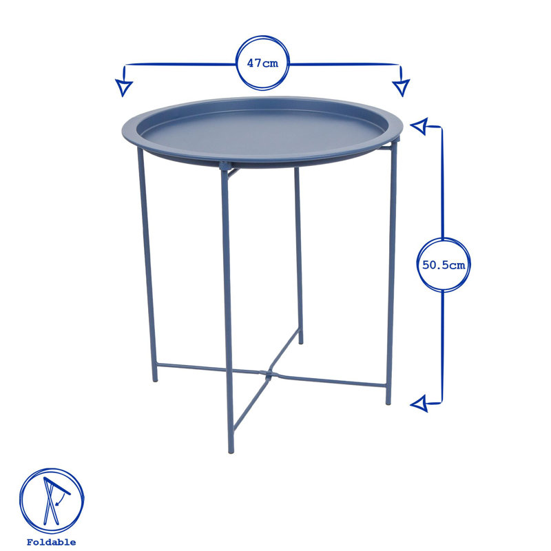 Harbour Housewares Round Steel Tray Table, White