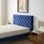 Lit plateforme en velours bleu Dillon