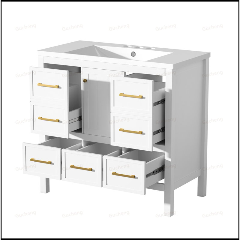 Meuble-lavabo autoportant de 36 pouces avec lavabo en résine