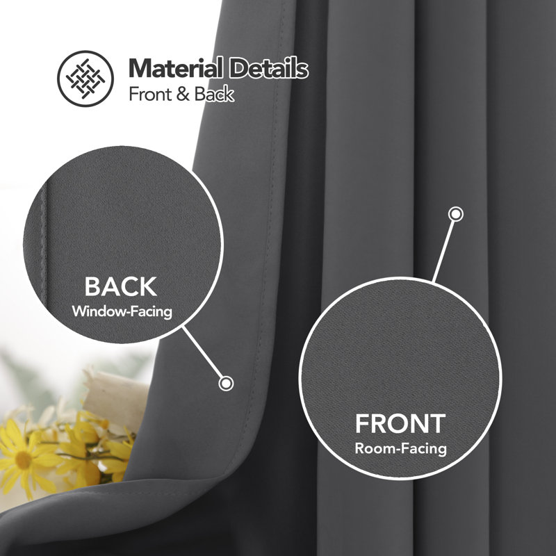 Halide Room Darkening Curtain Single Panel, Dark Gray, 52" W x 54" L