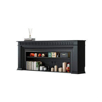 White Solid + Manufactured Wood Freestanding Fireplace