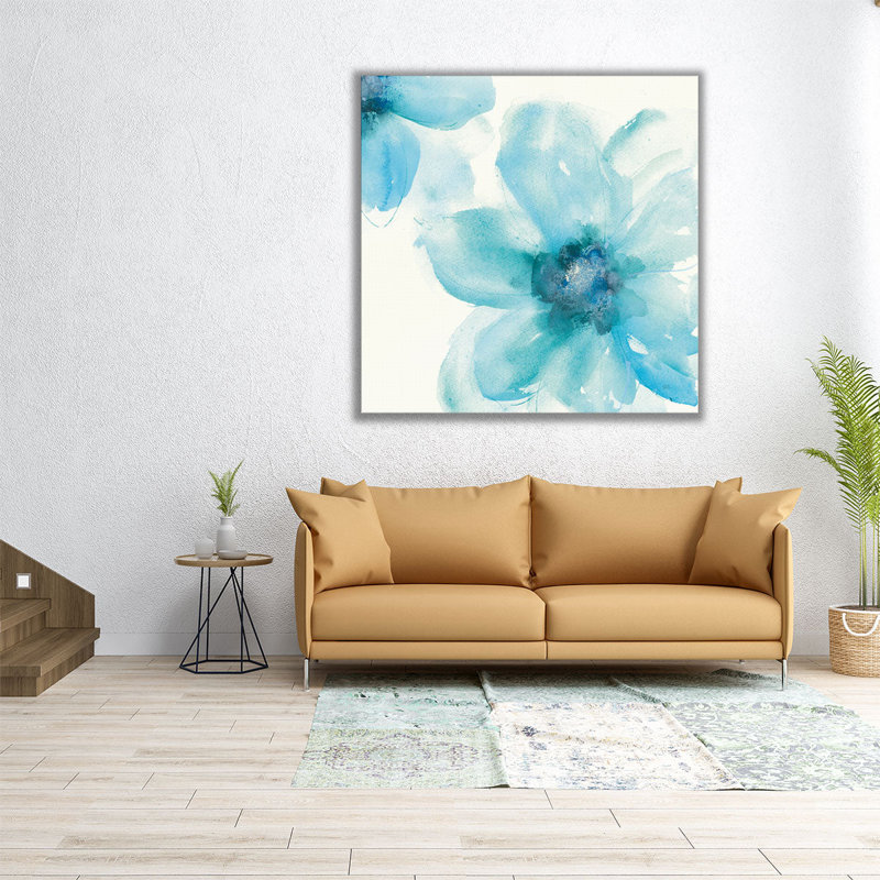 Teal Cosmos I - reproduction d'art sur toile, H 12 po x l 12 po