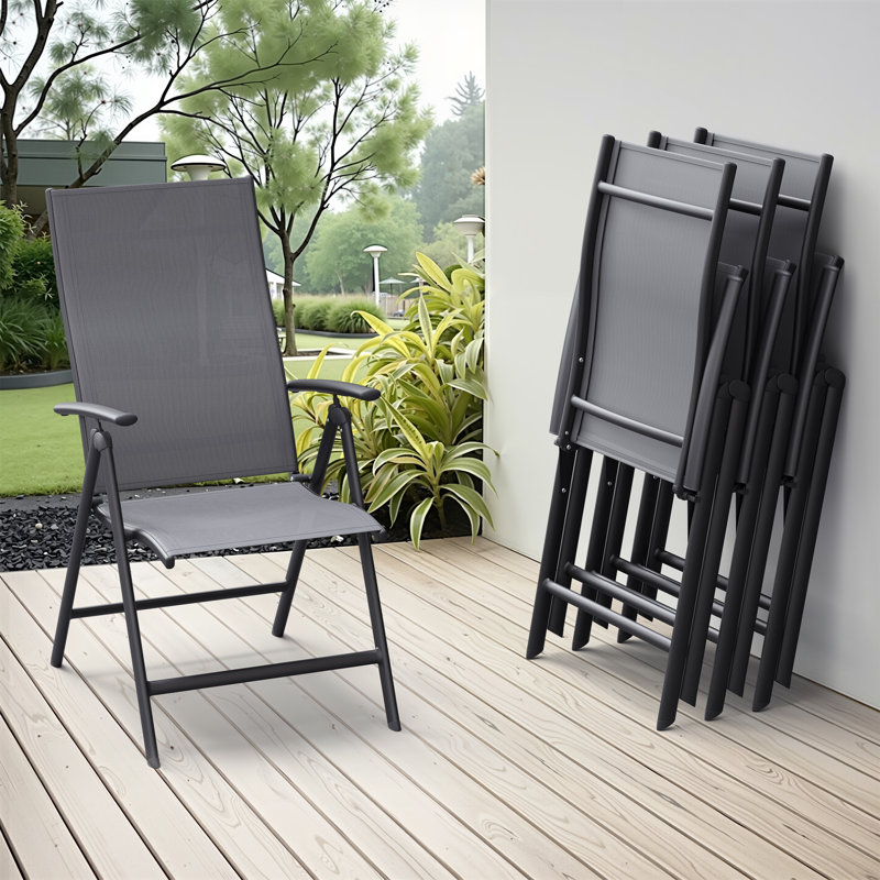 Chaise de salle à manger d'extérieur avec dossier réglable, Grey, 4