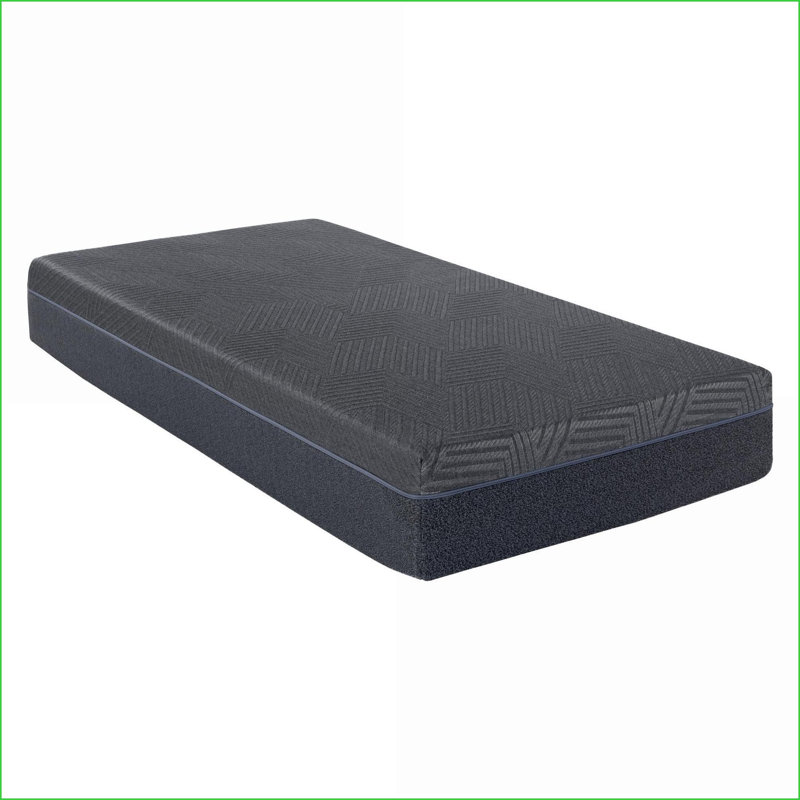 Matelas | Matelas en mousse viscoélastique infusée de gel vert 11 pouces dans une boîte, gris foncé | Mousse