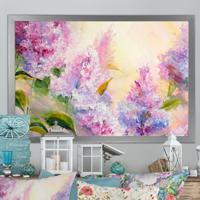 «Modern Modern Lilac Flowers II», reproduction sur toile flottante
