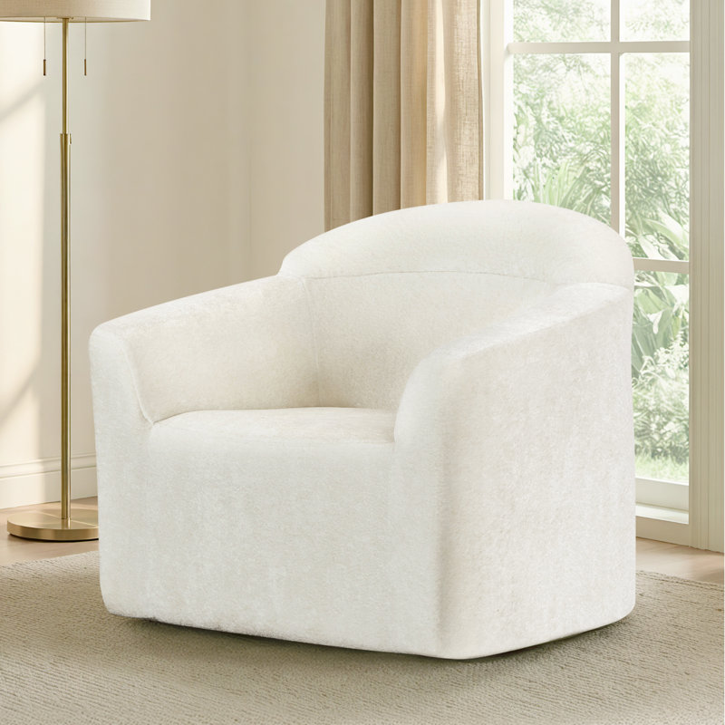 36.6"W Modern Upholstered Accent Chair, Zero-Assembly, Cream