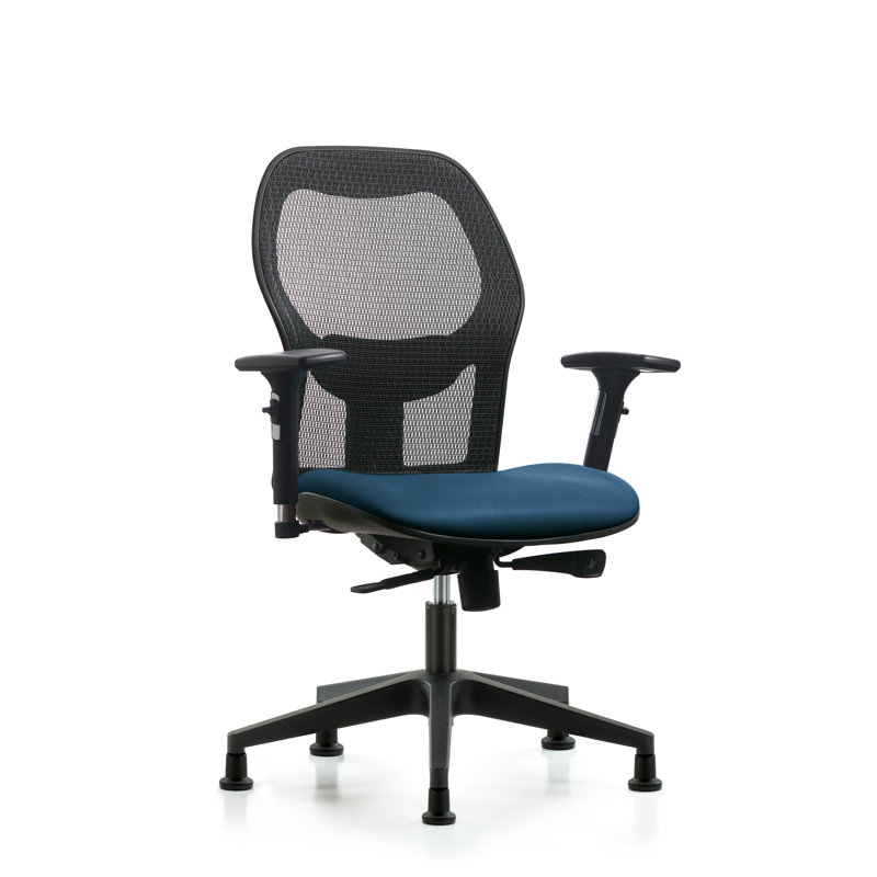 Chaise de travail ergonomique, Bleu marine, Patins, Oui