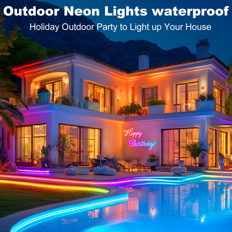 Huotian 33 Ft Neon Rope Lights,flexible Led Rope Lights Control With App/remote,multiple Modes Music Sync Gaming Rgb Led Neon Lights For Bedroom Outdoor,Mother's Day Gift
