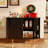 Storage Cabinet, Fluted Sideboard Buffet Cabinet With Tambour Sliding Doors& Adjustable Shelf, Accent Coffee Bar Console Table For Kitchen, Living Room, Entryway-899618317-899618315