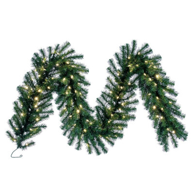 9' Douglas Fir Artificial Christmas Garland, Warm White LED Lights