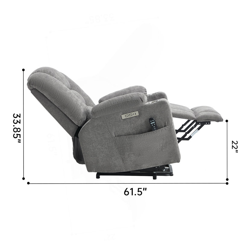 Power Lift Recliner Chair With Massage And Heat For Elderly, Overstuffed Wide Recliners, Heavy Duty Motion Mechanism With USB And Type C Ports, 2 Steel Cup Holders