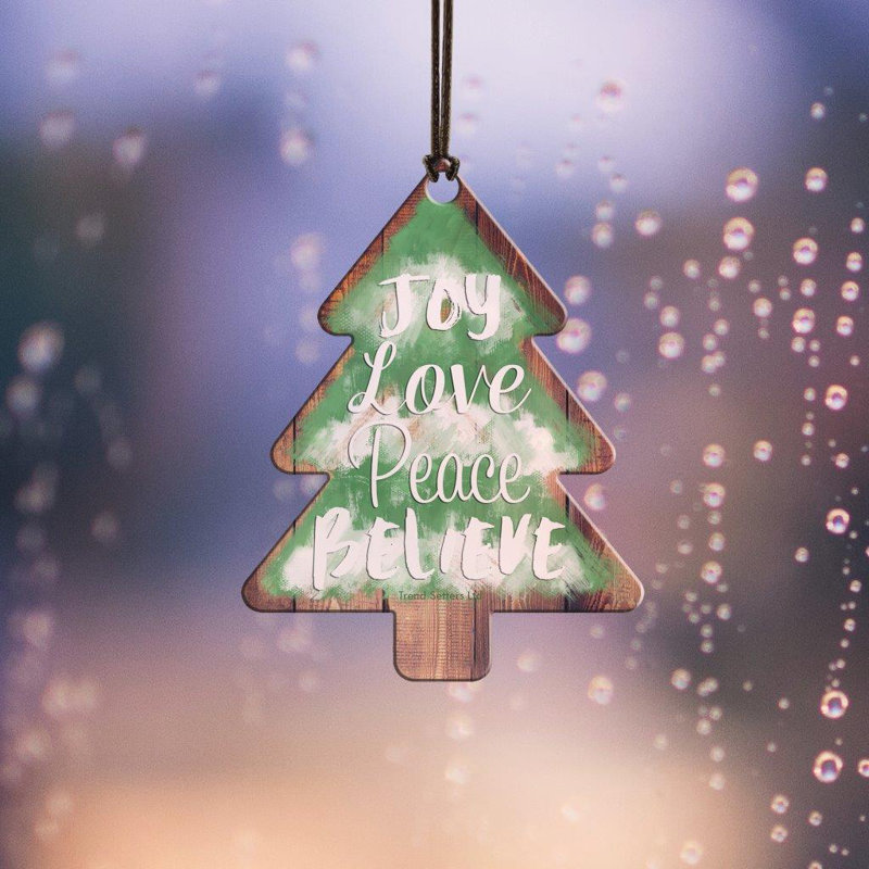 «Christmas Joy Love Peace Believe», impression en forme d'arbre suspendu