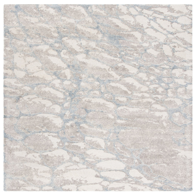 Dillwyn Hand Tufted Wool/Viscose Pile Abstract Rug in Gray/Beige, Square 6'