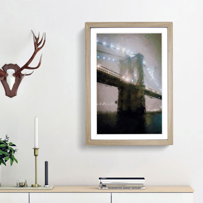 Lights of Brooklyn Bridge in Abstract - Picture Frame Graphic Art Print
