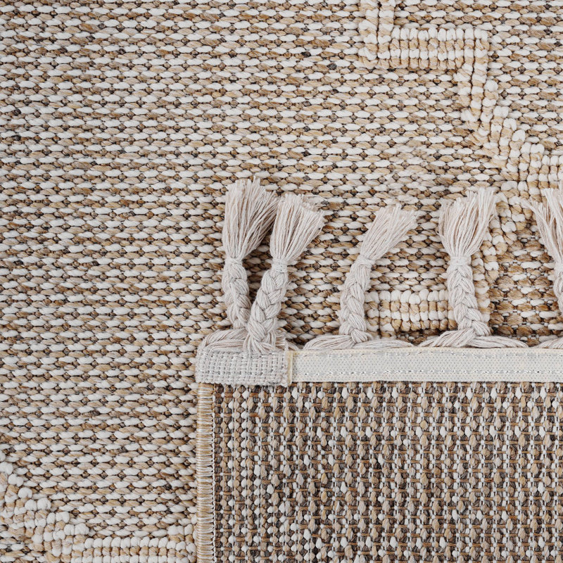 Tapis d'intérieur / extérieur crème / treillis, collection, Tapis de couloir 2 pi 2 po x 8 pi