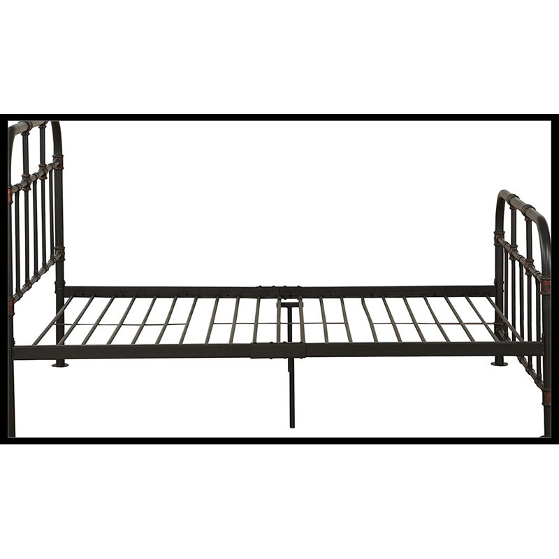 Sandy Gray Industrial Metal Full Bed with Slats