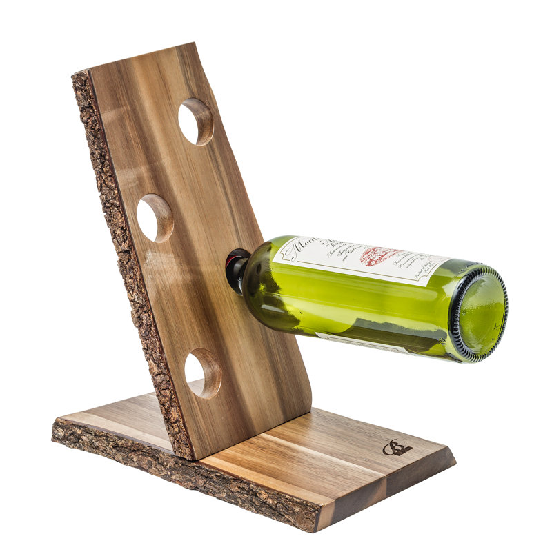 Solid Wood Tabletop Wine Bottle Rack in Brown