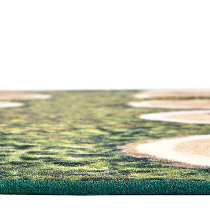 Tapis brun / vert touffeté à la main Pixel Perfect ™ Alphabet, Rectangle 8 pi x 12 pi