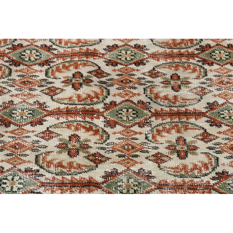 Tapis beige classique en laine patchwork 48,4 x 115,7 pouces