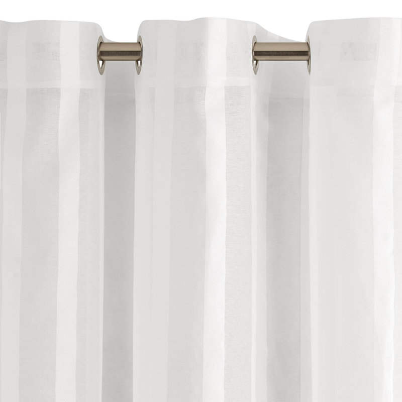 Heaton Linen Sheer Single Curtain Panel, 145 W x 275 D cm, White