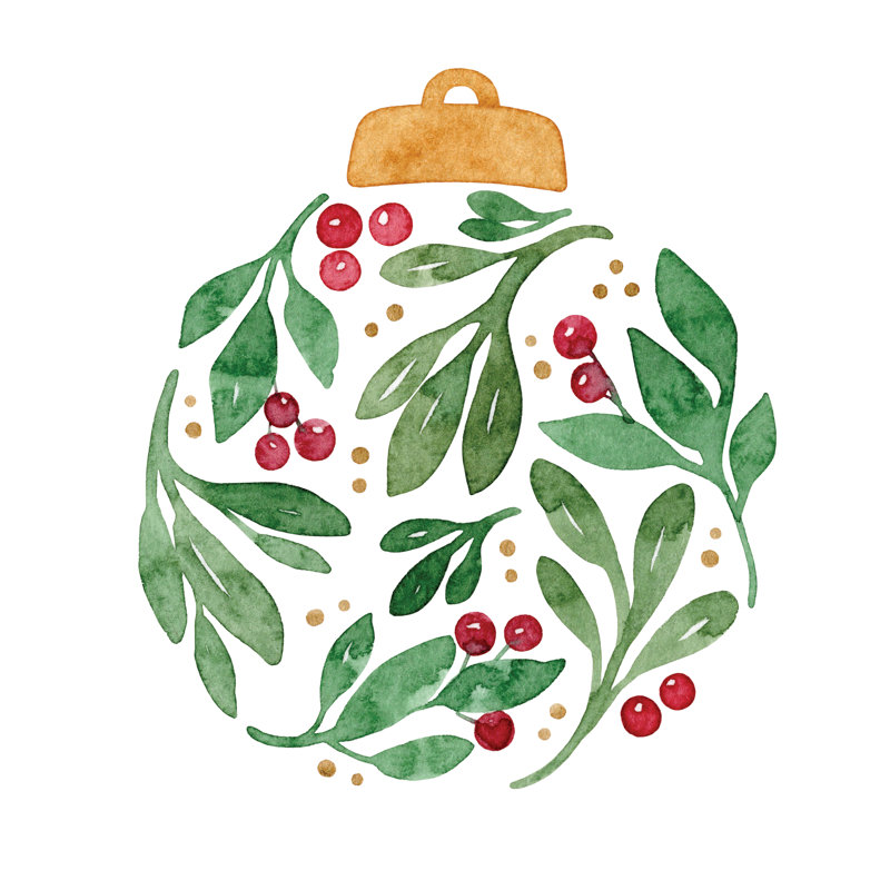 Holly Ornament - Wrapped Canvas Art Prints, 76cm H x 76cm W