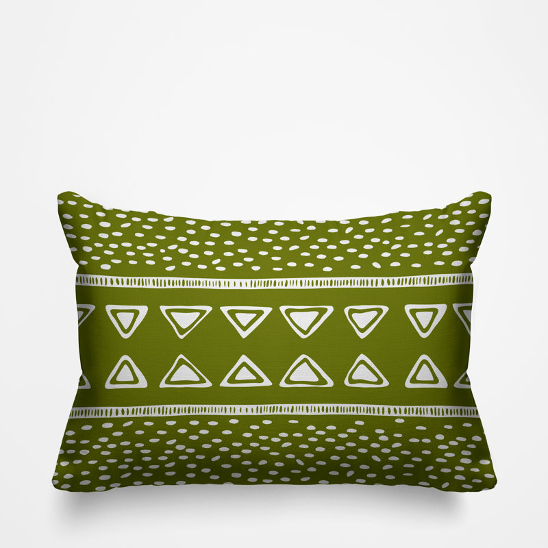 Coussin décoratif intérieur / extérieur Monica Tribal, 14 po x 20 po, Chartreuse, Rectangulaire