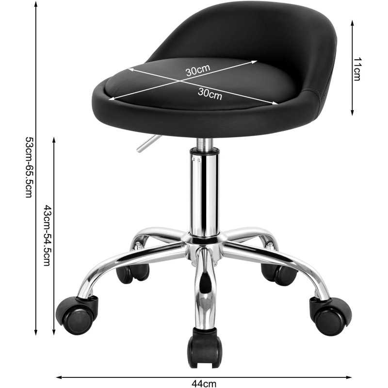 Meliani Backed Adjustable Height Lab Stool, Black