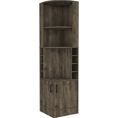 Dark Brown Bar Cabinet With 2 Shelves, Accommodating 8 Bottles And Enhancing Appearance 8 Cabinet, Provides Concealed Storage Organization