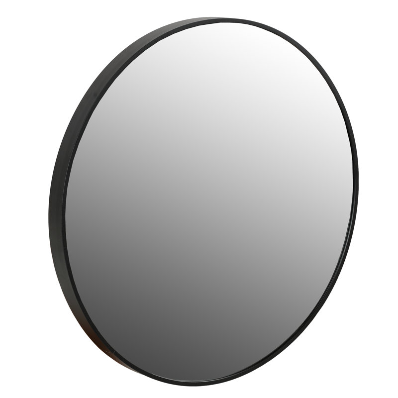 Miroir Opra, rond 24 po avec cadre en métal noir brossé, Noir