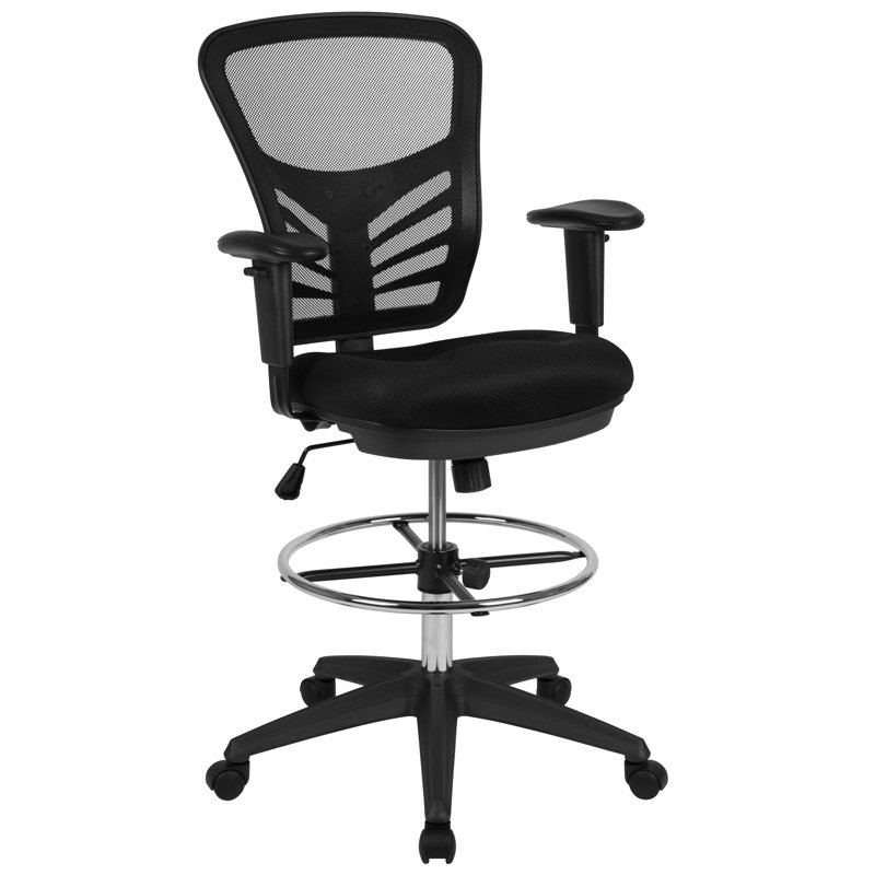 Ergonomic Mesh Drafting Chair, Black, Black